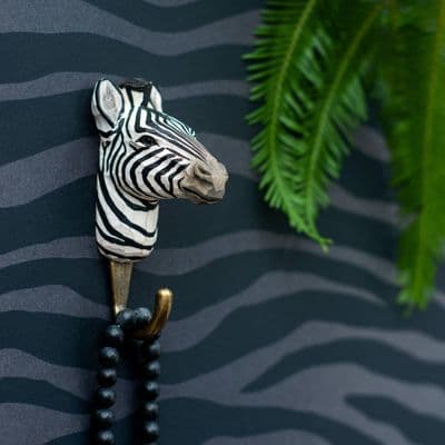 Carved Wooden Zebra Hook