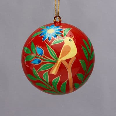 Hand Painted Papier Mâché Bird Of Paradise Bauble Three