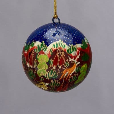 Hand Painted Papier Mâché Deer Bauble
