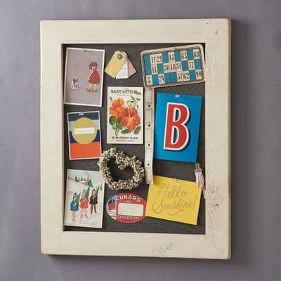Old White Wood Framed Pinboard Noticeboard