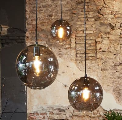Orb Smoked Grey Glass Pendant Light