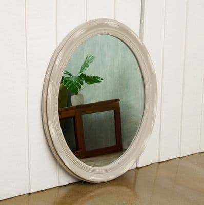 Ornate Stone Grey Framed Oval Mirror