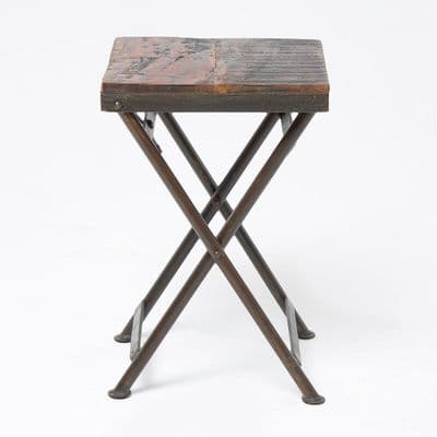 Reclaimed Wood Stool Side Table