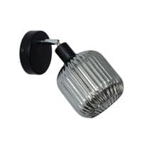 Smoked Reeded Glass Wall Light