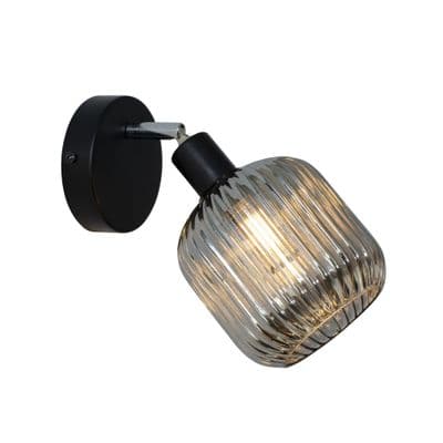 Smoked Reeded Glass Wall Light