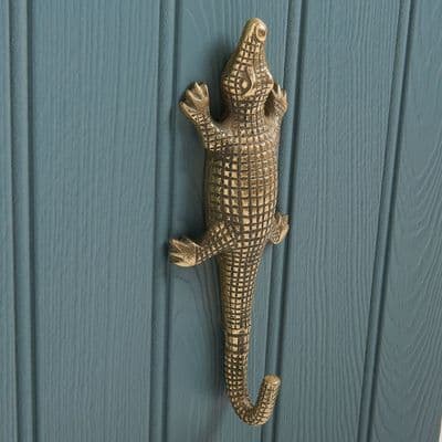 Vintage Brass Crocodile Coat Hook