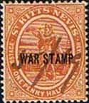 1918 St Kitts - Nevis War Tax SG 23 Fine Used