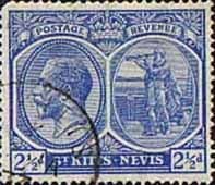 1921 St Kitts - Nevis King George V SG 44 Fine Used