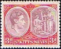 1938 St Kitts - Nevis King George VI  SG 73b Fine Mint