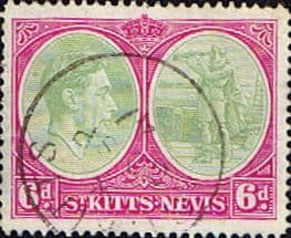 1938 St Kitts - Nevis King George VI SG 74c Fine Used