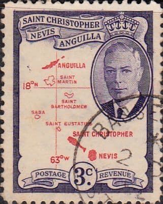 1952 St Christopher Nevis Anguilla King George VI  SG  96 Fine Used
