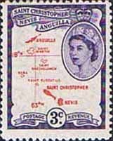 1954 St Christopher Nevis Anguilla SG 109 Map Fine Mint