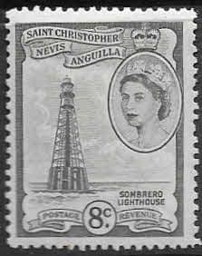 1954 St Christopher Nevis Anguilla SG 112b Sombrero Lighthouse Fine Mint