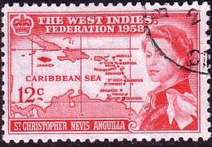 1958 St Christopher Nevis Anguilla SG 122 Inauguration of British Caribbean Federation Fine Used