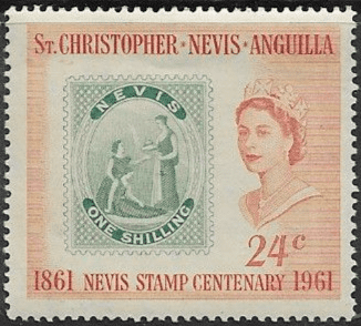1961 St Christopher Nevis Anguilla Centenary of Nevis Stamp Sg 126 Fine Mint