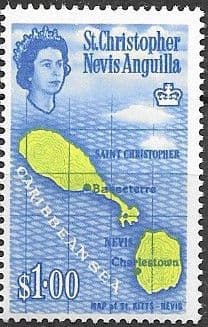 1963 St Christopher Nevis Anguilla SG 142 Map of St Kitts-Nevis Fine Mint