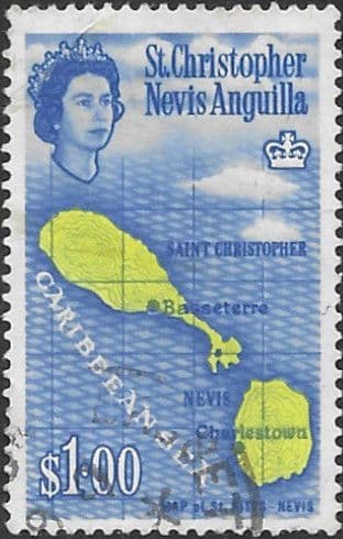 1963 St Christopher Nevis Anguilla SG 142 Map of St Kitts-Nevis Fine Used