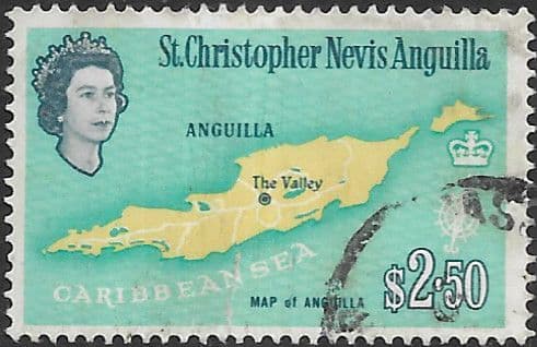 1963 St Christopher Nevis Anguilla SG 143 Map of Anguilla Fine Used