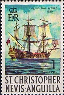 1970 St Christopher Nevis Anguilla SG 207 Ship English Two-decker Warship Fine Mint