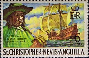 1970 St Christopher Nevis Anguilla SG 212 L'Ollonois and pirate Carrack Fine Mint