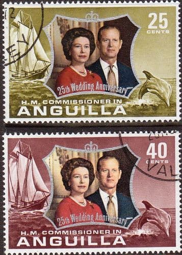 1972 Anguilla Royal Silver Wedding Set Fine Used