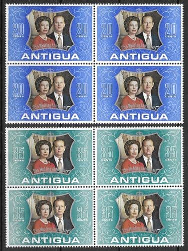 1972 Antigua Royal Silver Wedding Block of 4 Set Fine Mint