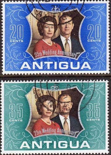 1972 Antigua Royal Silver Wedding Set Fine Used