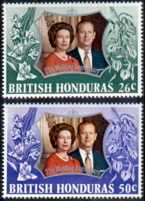 1972 British Honduras Royal Silver Wedding Set Fine Mint