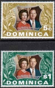 1972 Dominica Royal Silver Wedding Set Fine Mint