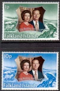 1972 Falkland Islands Royal Silver Wedding Set Fine Mint