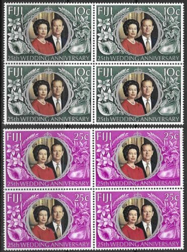 1972 Fiji Royal Silver Wedding Block of 4 Set Fine Mint