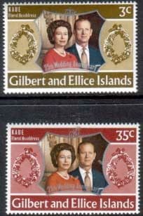 1972 Gilbert and Ellice Islands Royal Silver Wedding Set Fine Mint