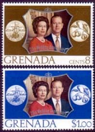 1972 Grenada Royal Silver Wedding Set Fine Mint