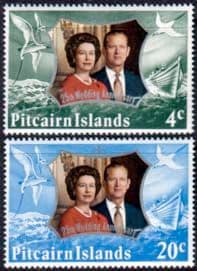 1972 Pitcairn Islands Royal Silver Wedding Set Fine Mint