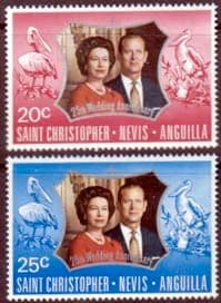 1972 St Christopher Nevis Anguilla Royal Silver Wedding Set Fine Mint