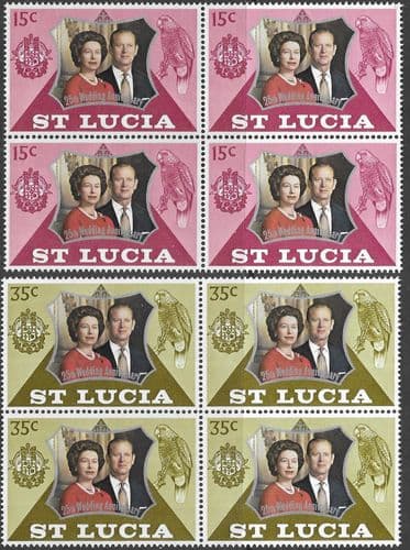 1972 St Lucia Royal Silver Wedding Block of 4 Set Fine Mint