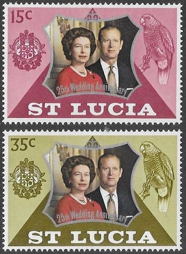 1972 St Lucia Royal Silver Wedding Set Fine Mint