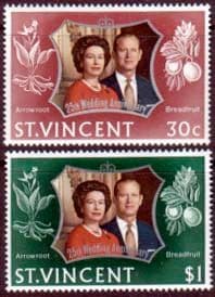 1972 St Vincent Royal Silver Wedding Set Fine Mint