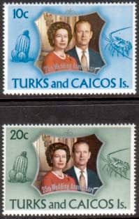 1972 Turks and Caicos Islands Royal Silver Wedding Set Fine Mint