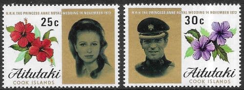 1973 Aitutaki Princess Anne Royal Wedding Set Fine Mint