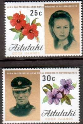1973 Aitutaki Princess Anne Royal Wedding Set Fine Mint