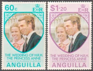 1973 Anguilla Princess Anne Royal Wedding Set Fine Mint