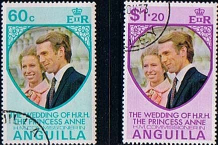 1973 Anguilla Princess Anne Royal Wedding Set Fine Used