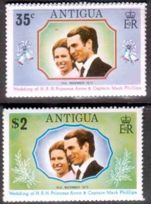 1973 Antigua Princess Anne Royal Wedding Set Fine Mint