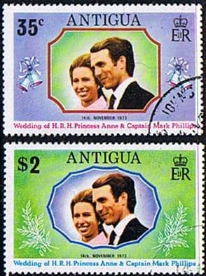 1973 Antigua Princess Anne Royal Wedding Set Fine Used