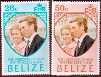 1973 Belize Princess Anne Royal Wedding Set Fine Mint