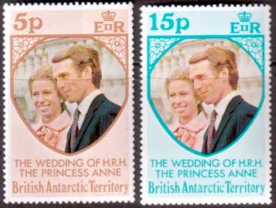 1973 British Antarctic Territory Princess Anne Royal Wedding Set Fine Mint