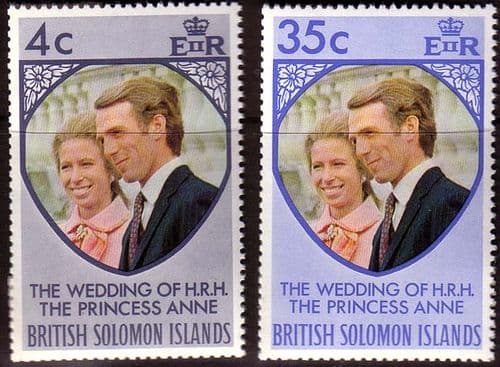 1973 British Solomon Islands Princess Anne Royal Wedding Set Fine Mint