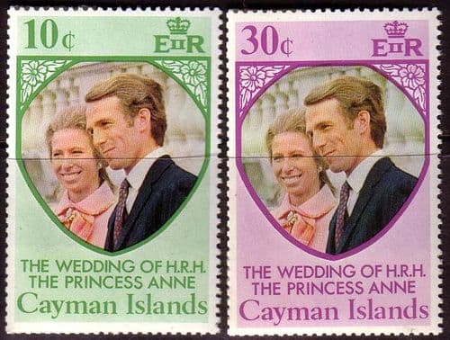 1973 Cayman Islands Princess Anne Royal Wedding Set Fine Mint