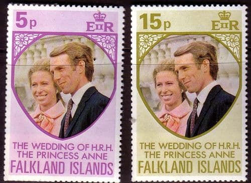 1973 Falkland Islands Princess Anne Royal Wedding Set Fine Mint